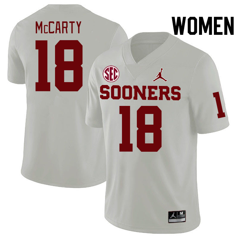 Women #18 Erik McCarty Oklahoma Sooners 2024 SEC Conference College Football Jerseys-White